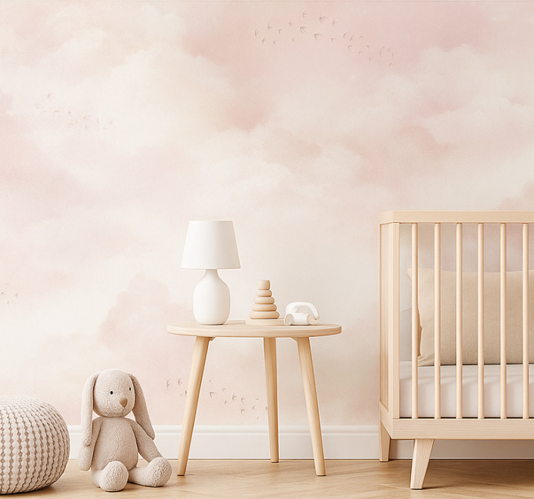Papier peint chambre enfant nuages roses - TenStickers
