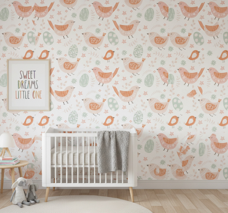 Papier peint chambre enfant oiseaux nordiques minimalistes - TenStickers