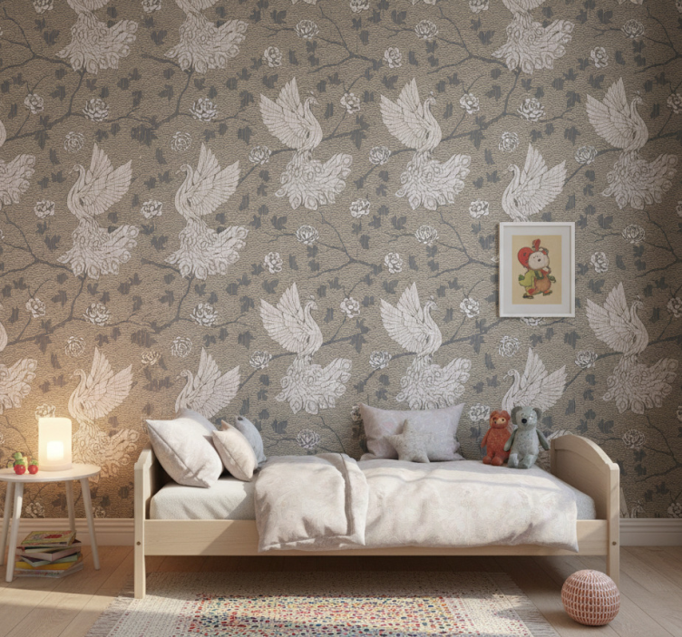 Papier peint chambre enfant oiseaux yute - TenStickers