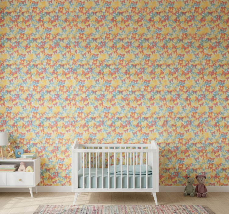 Papier peint chambre enfant orange jaune et bleu - TenStickers