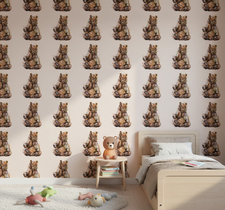 Papier peint chambre enfant ours brun - TenStickers