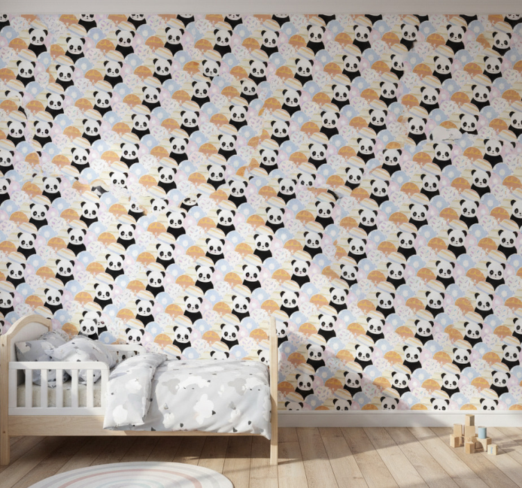 Papier peint chambre enfant panda en patchwork - TenStickers