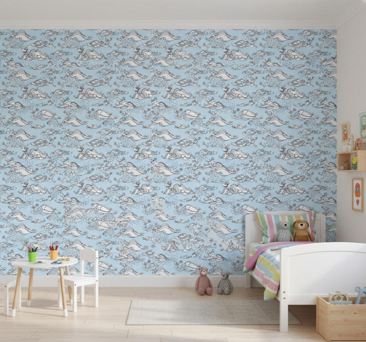 Papier peint chambre enfant panorama de la faune maritime - TenStickers