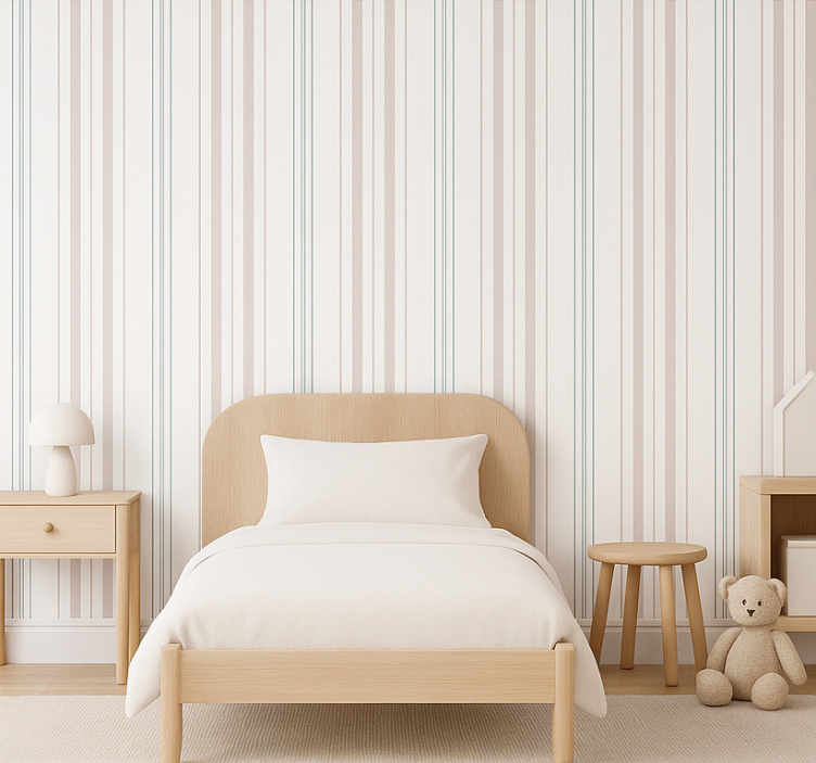 Papier peint chambre enfant rayures fines pastel - TenStickers