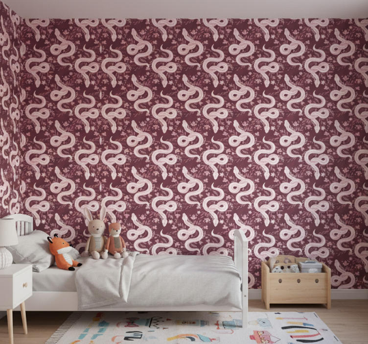 Papier peint chambre enfant serpents floraux enroulés - TenStickers