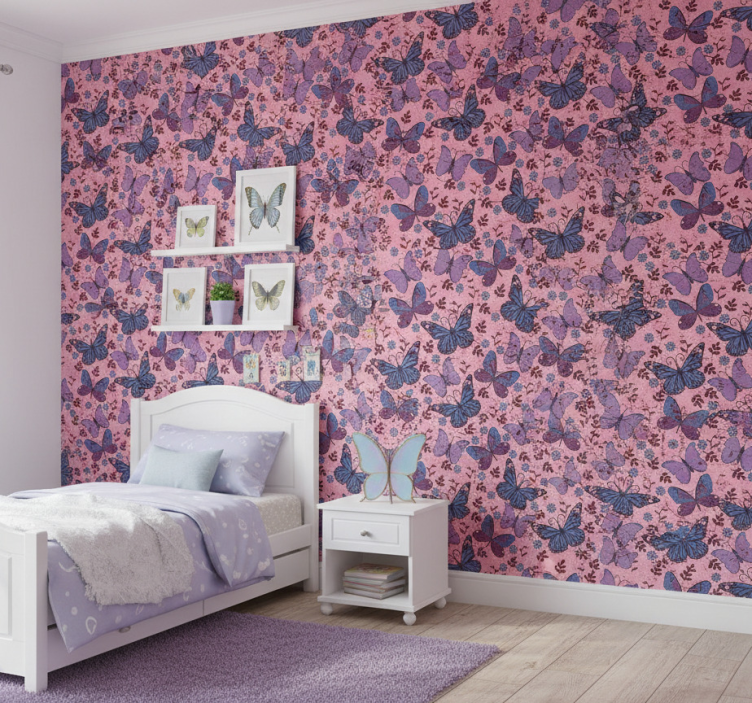 Papier peint chambre enfant tons violets avec citations - TenStickers