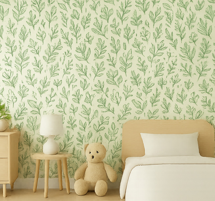 Papier peint chambre enfant vert botanique - TenStickers