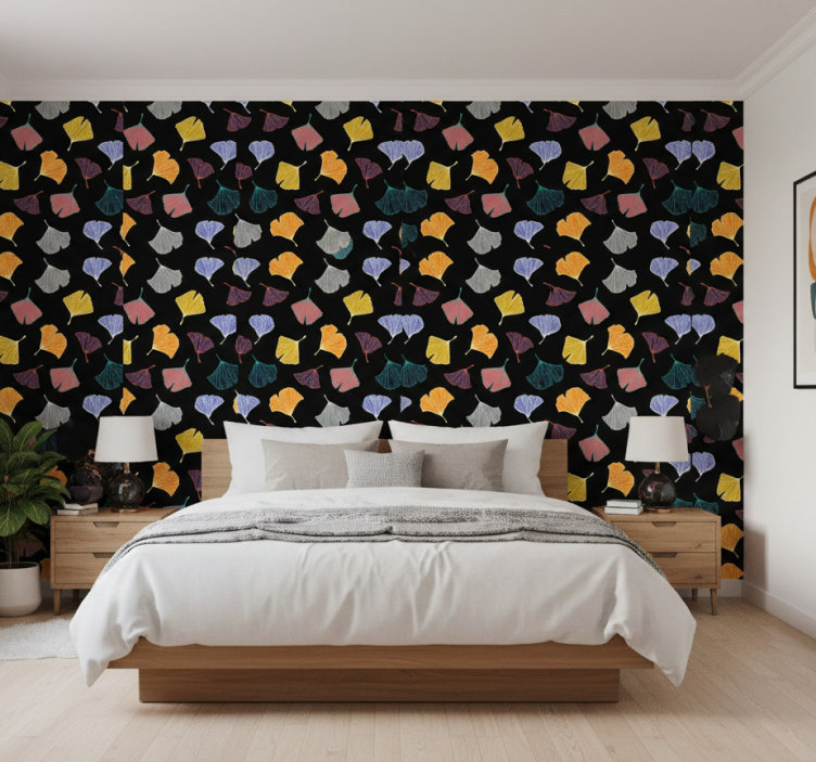 Papier peint chambre feuille de ginkgo caltero - TenStickers