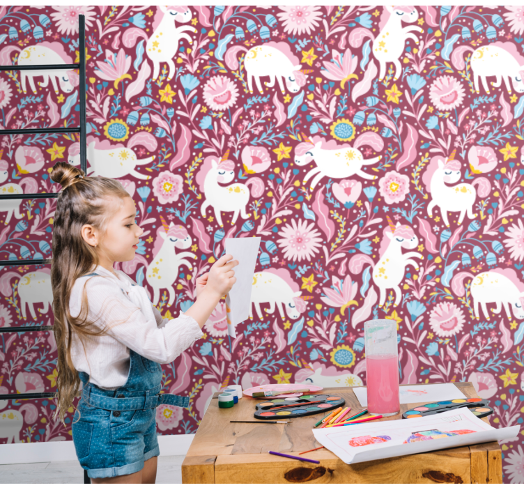 Papier peint chambre enfant motif licornes magnifiques - TenStickers