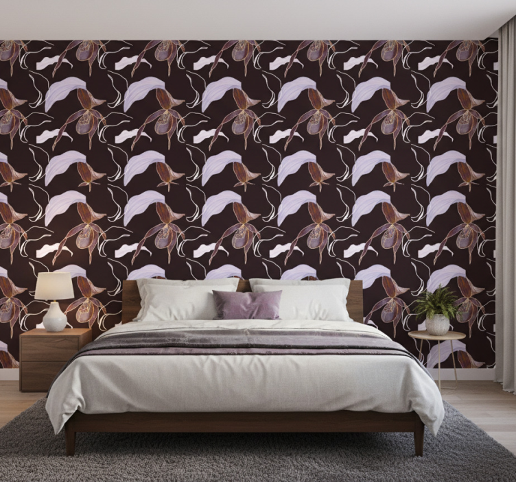 Papier peint chambre fleur orchidée violette africaine - TenStickers