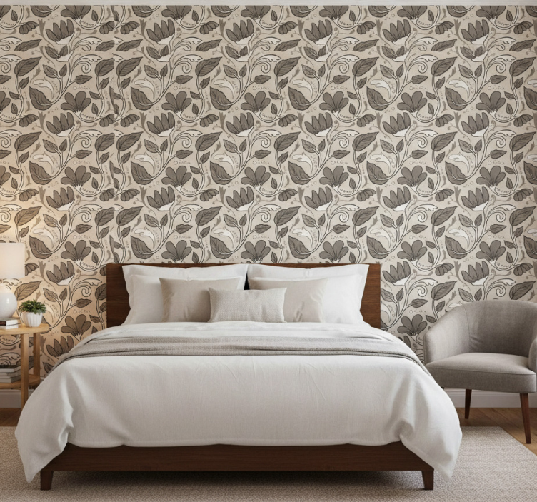 Papier peint chambre fleurs vintage - TenStickers