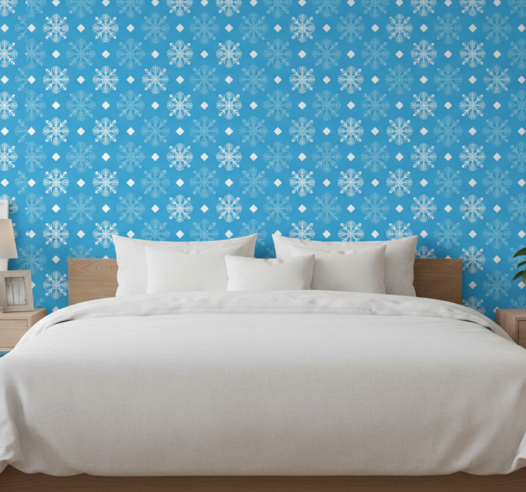 Papier peint chambre flocons de neige tons bleus - TenStickers