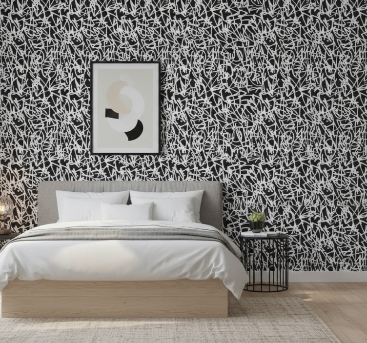 Papier peint chambre graffiti noir et blanc - TenStickers