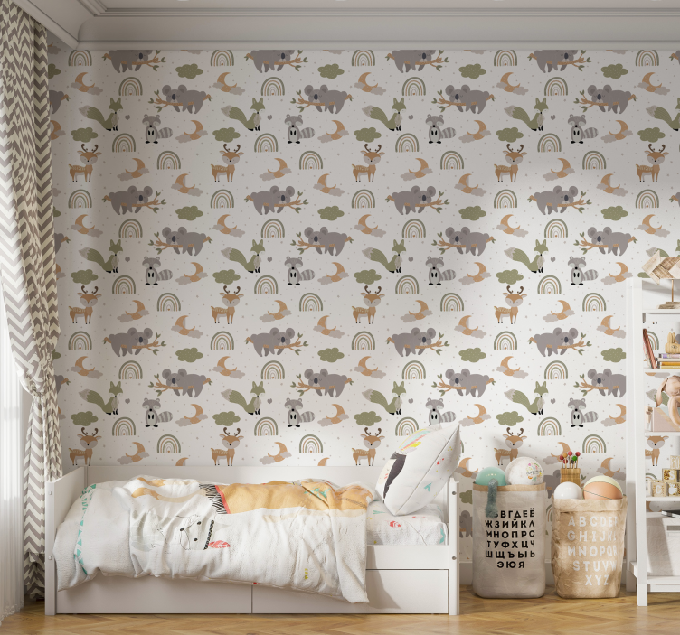 Papier peint chambre motif animal scandinave - TenStickers