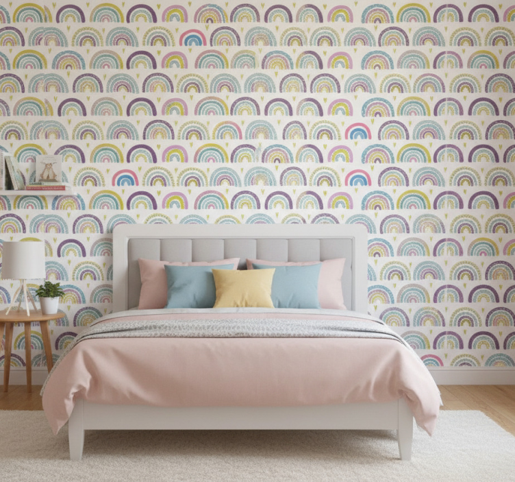 Papier peint chambre motif arcs-en-ciel colorés - TenStickers