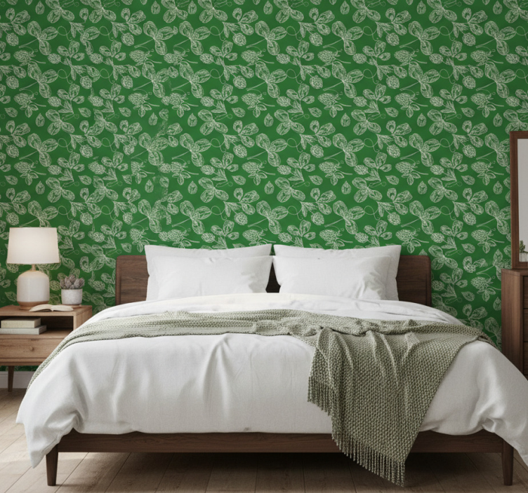 Papier peint chambre motif brindilles de magnolia vert - TenStickers