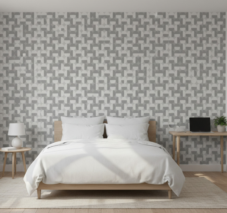 Papier peint chambre motif cercles gris style nordique - TenStickers