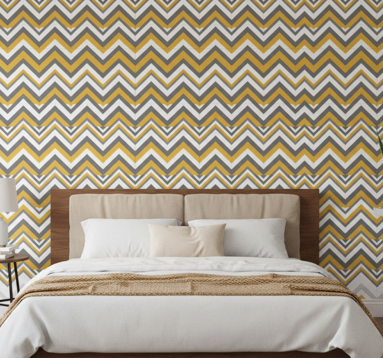 Papier peint chambre motif chevrons - TenStickers