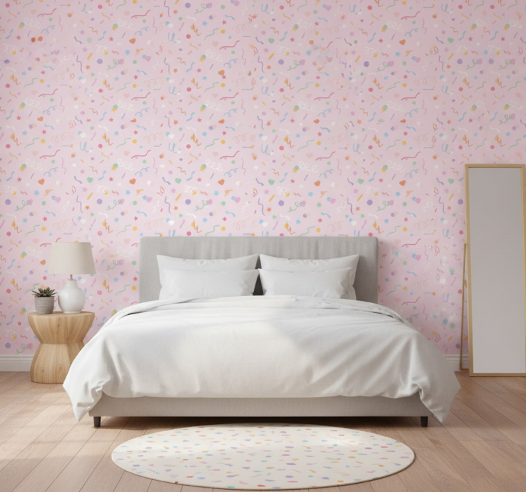 Papier peint chambre motif confetti pastel mignon - TenStickers