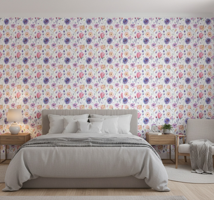 Papier peint chambre motif de fleurs épanouies - TenStickers