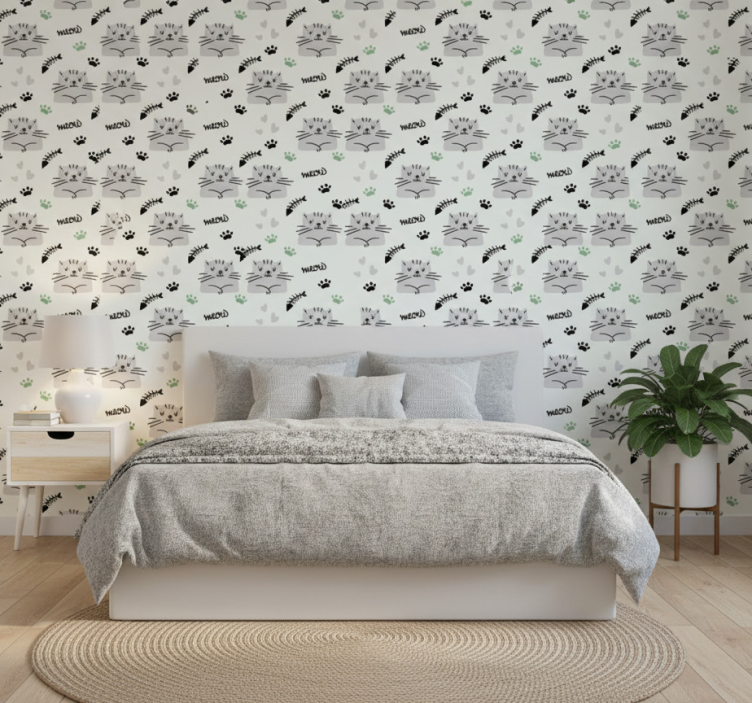 Papier peint chambre motif de jolis chats avec pattes - TenStickers