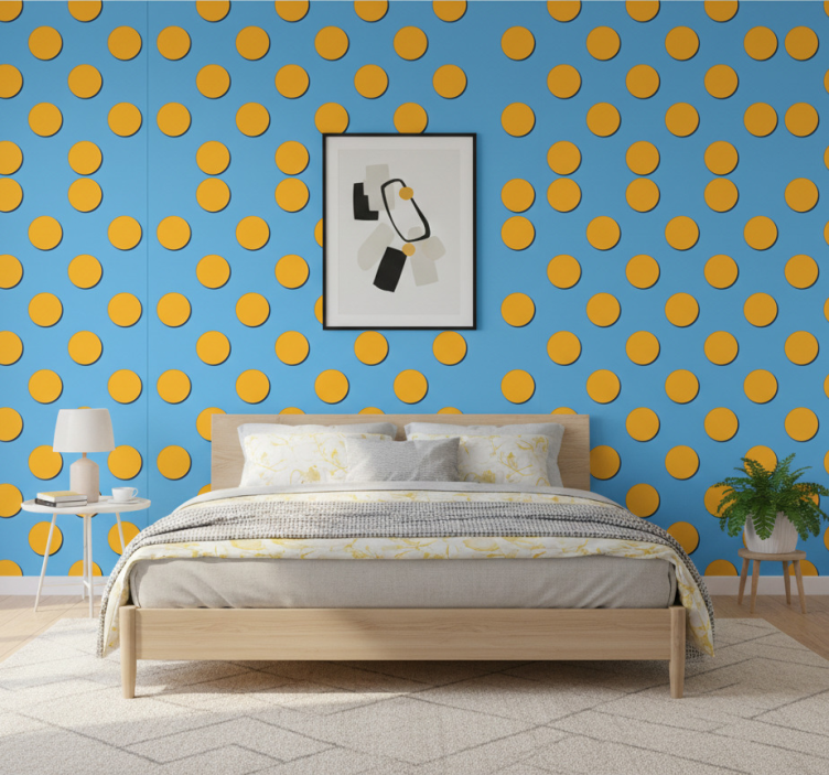Papier peint chambre motif de pois rétro géométrique - TenStickers