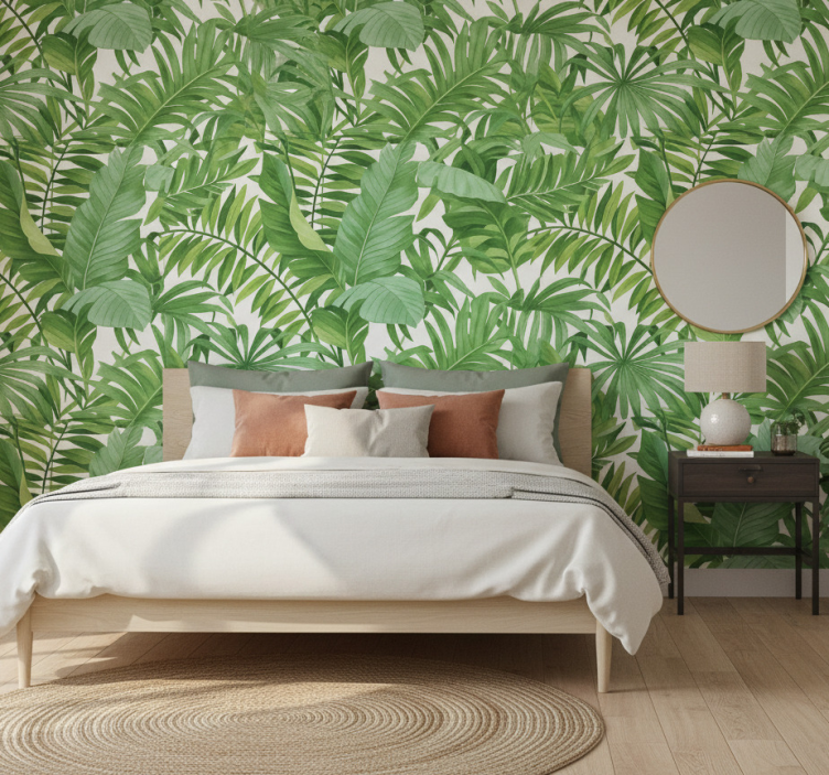 Papier peint chambre motif feuilles tropicales - TenStickers