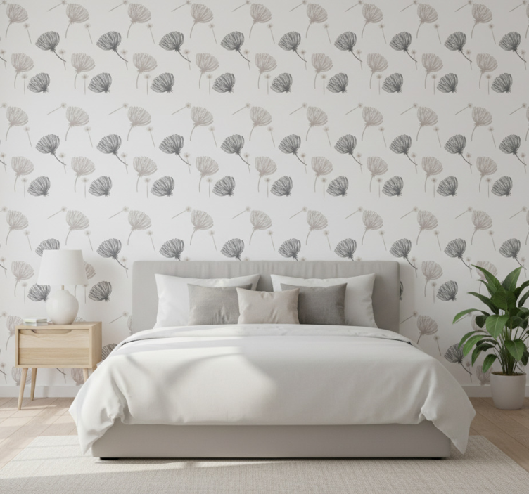 Papier peint chambre motif fleurs des champs sur blanc - TenStickers