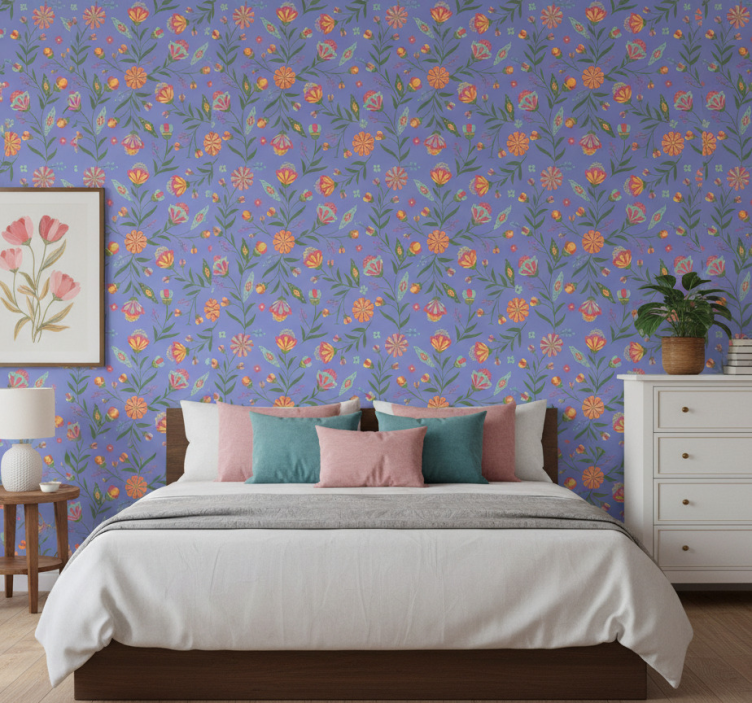 Papier peint chambre motif floral - TenStickers