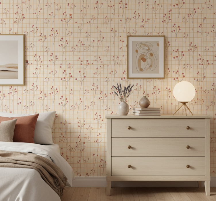 Papier peint chambre motif floral coffre - TenStickers