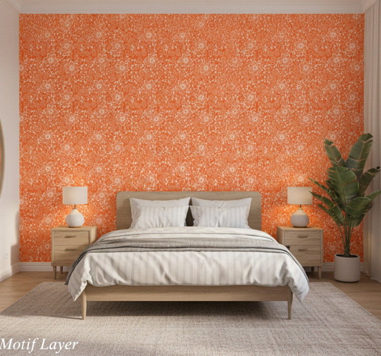 Papier peint chambre motif floral superposé - TenStickers