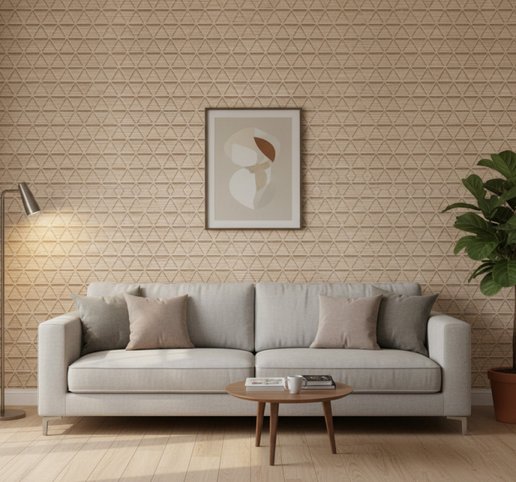 Papier peint chambre motif géométrique triangle bois - TenStickers