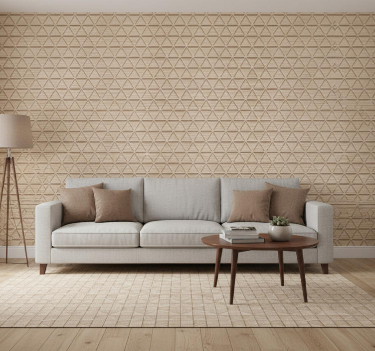 Papier peint chambre motif géométrique triangles bois - TenStickers