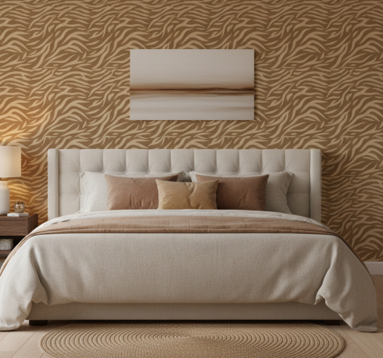 Papier peint chambre motif peau de tigre marron et beige - TenStickers