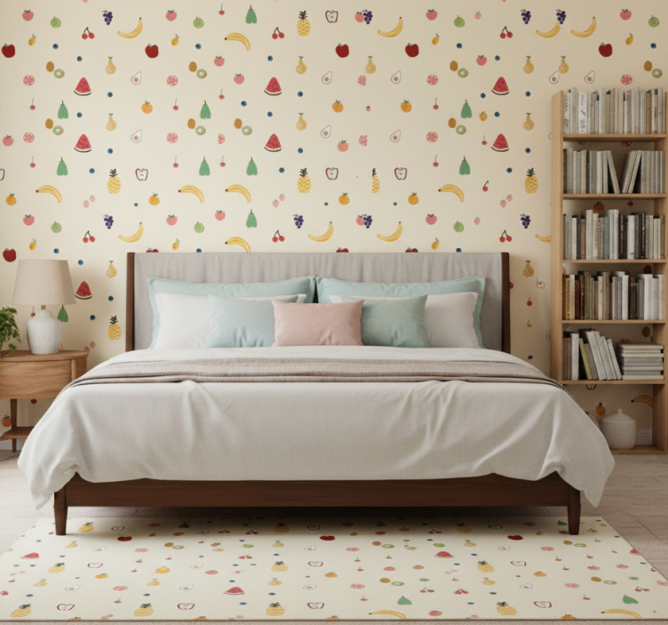 Papier peint chambre motif petits fruits colorés - TenStickers