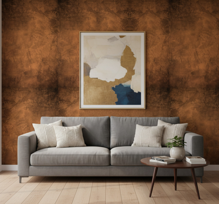 Papier peint chambre motif rectangle marron rustique rétro - TenStickers