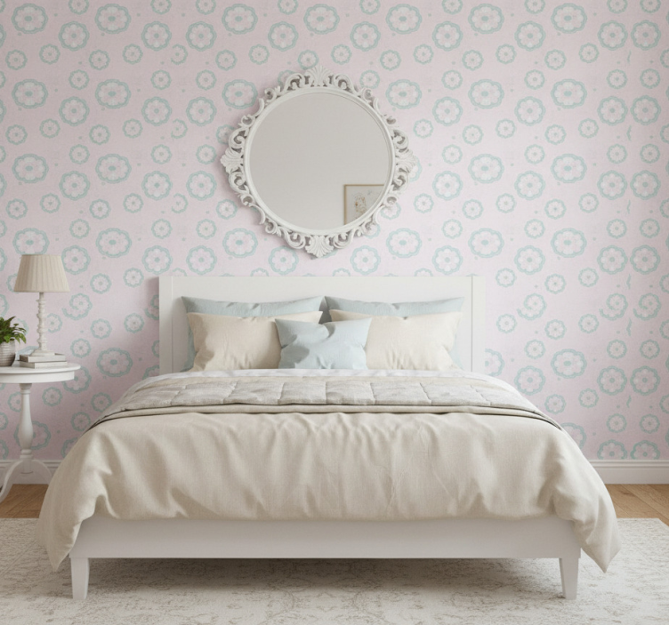 Papier peint chambre motif rose shabby chic - TenStickers