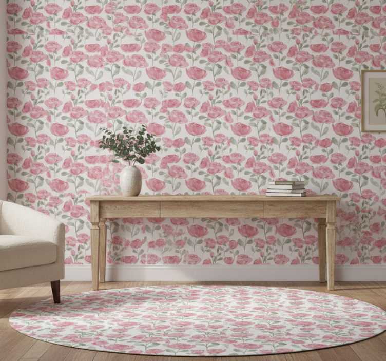 Papier peint chambre motif rose vintage naturel - TenStickers