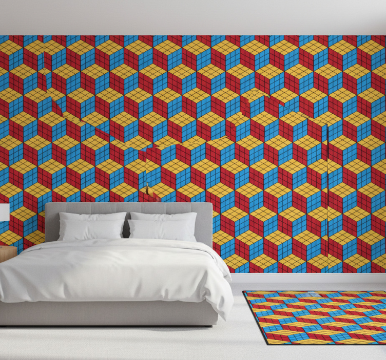 Papier peint chambre motif rubik cube original - TenStickers