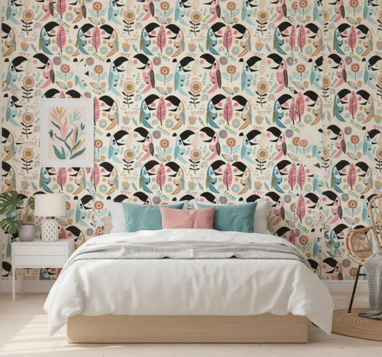 Papier peint chambre motif toucan tropical - TenStickers