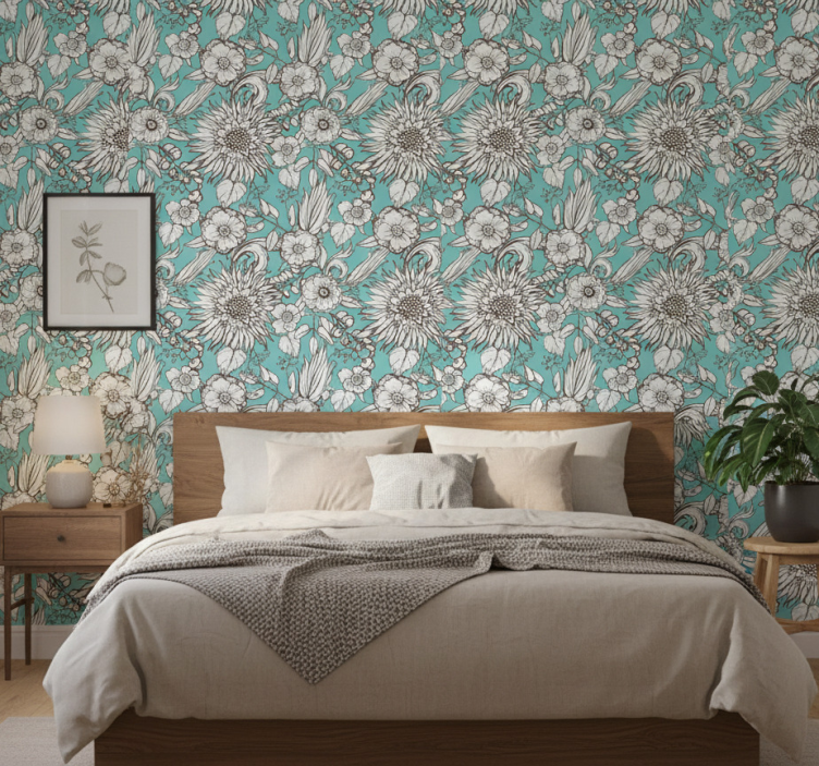 Papier peint chambre motif tournesols - TenStickers