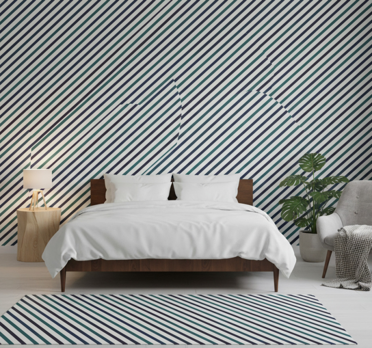 Papier peint chambre rayures diagonales bleues - TenStickers