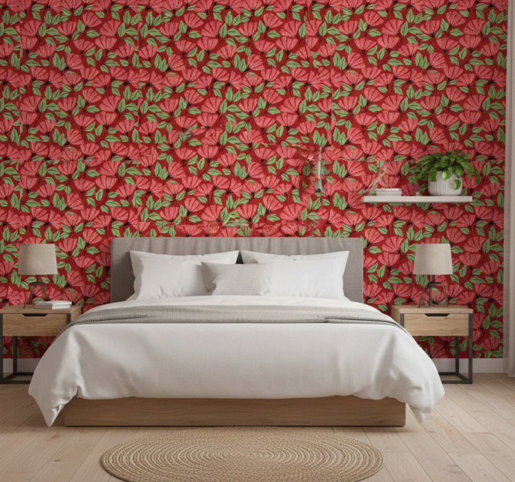 Papier peint chambre superposition graphique florale - TenStickers