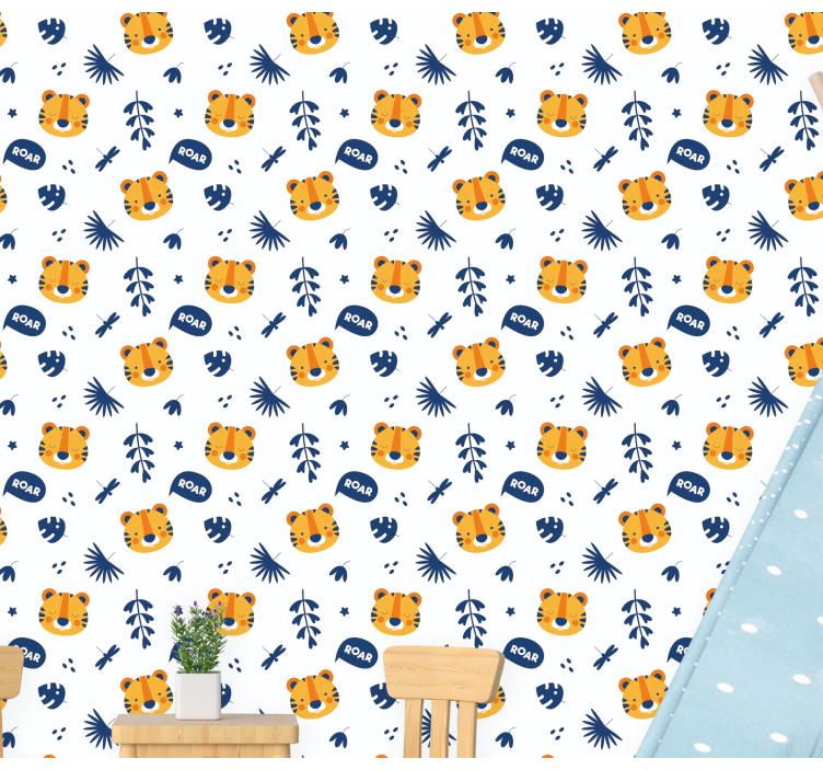 Papier peint animaux motif tigre ludique - TenStickers