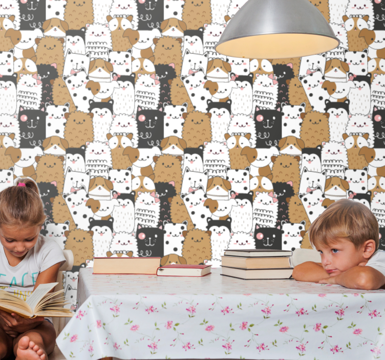 Papier peint chiens motif de chat joueur - TenStickers