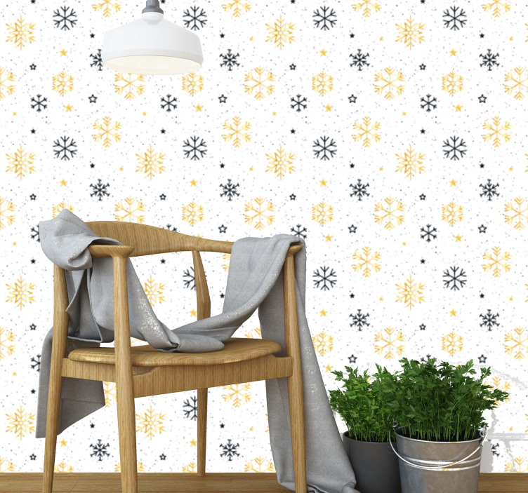 Papier peint noel motif de flocons de neige étoilés - TenStickers