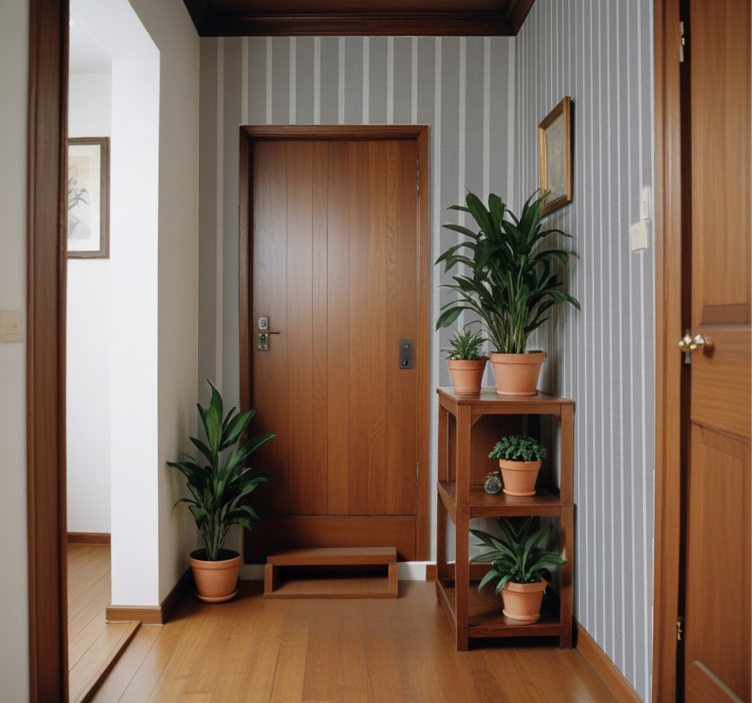 Papier peint couloir rayures grises - TenStickers