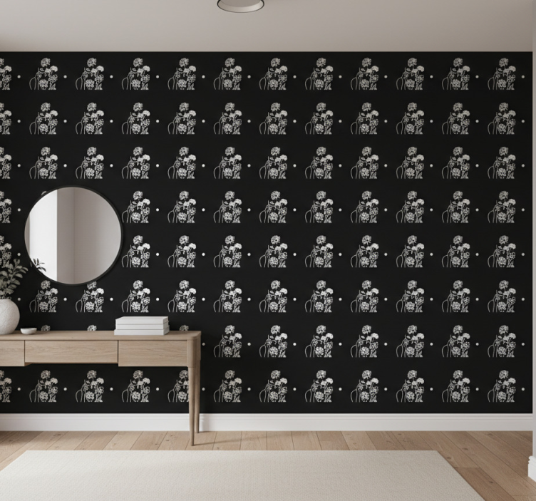 Papier peint couloir silhouette noir et blanc - TenStickers