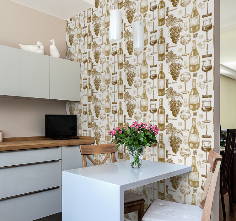 Papier peint cuisine art de la bouteille de vin - TenStickers