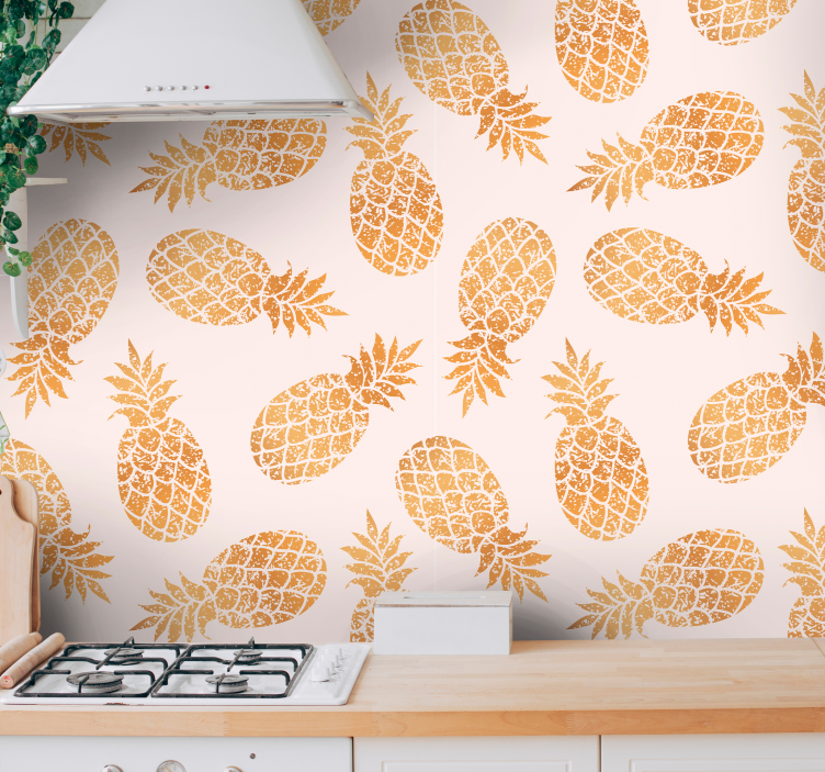 Papier peint cuisine motif d'ananas - TenStickers